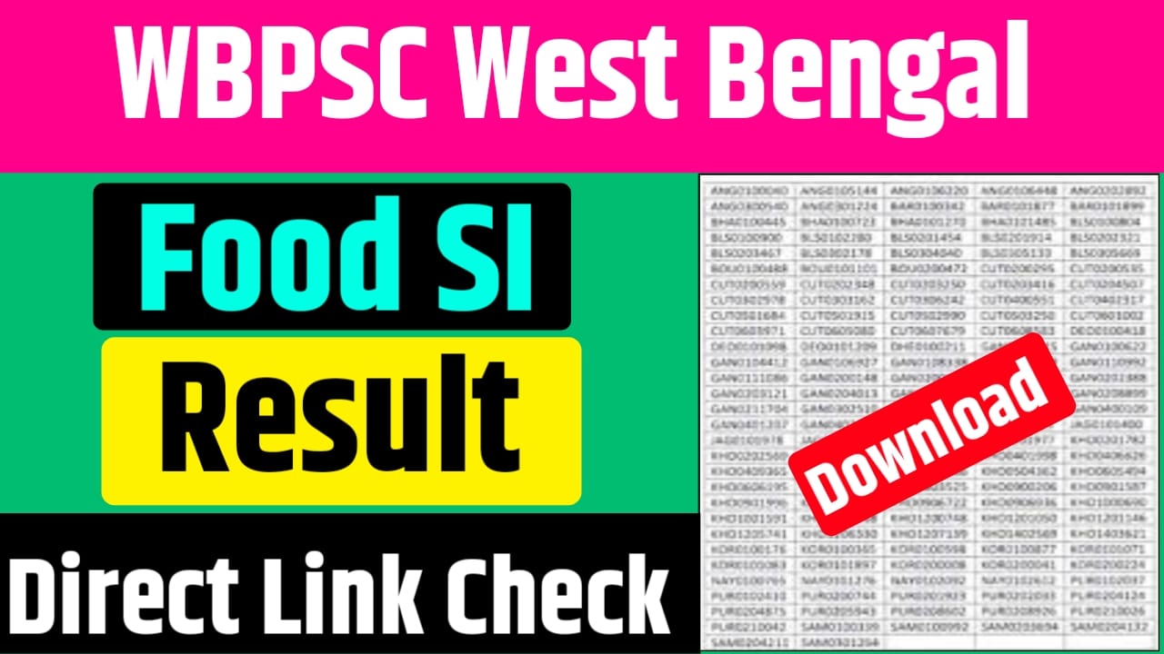 WBPSC Food SI Result 2025