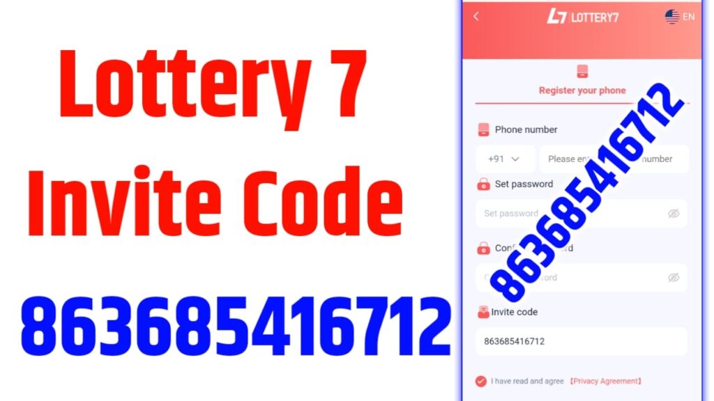 Lottery 7 Invite Code- 863685416712